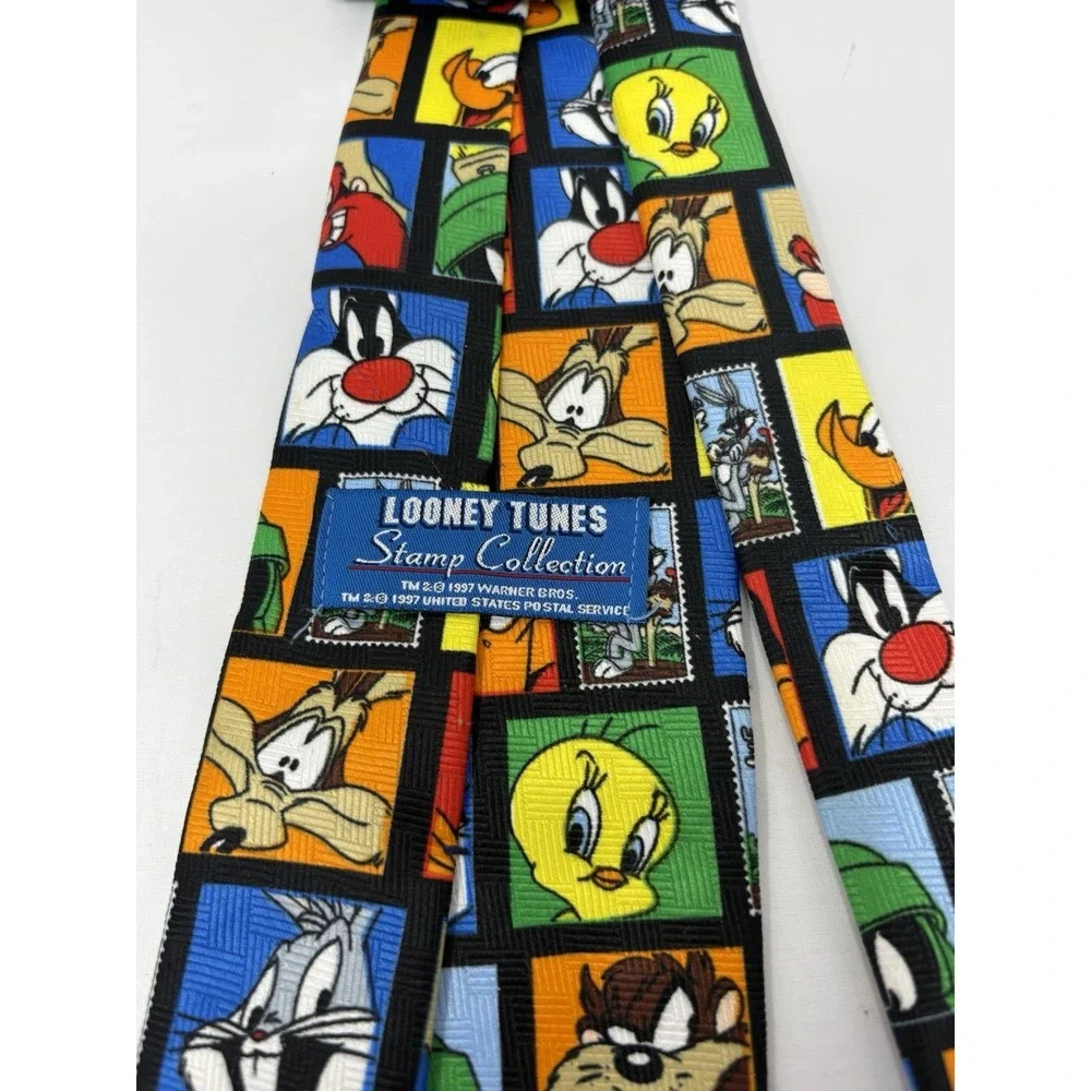 Vintage Looney Tunes USPS Stamp Collection Tie Necktie Warner Bros 90's Cartoons